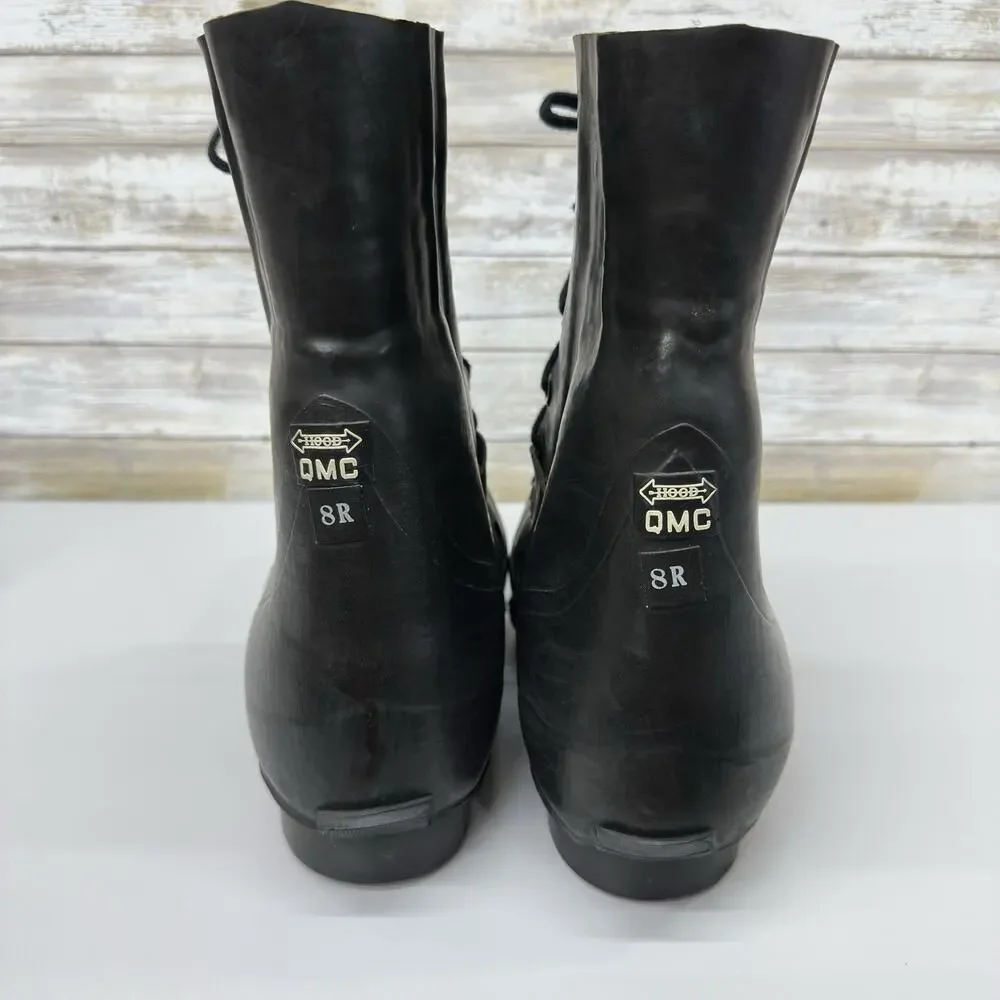 Vintage Hood QMC US Military Mickey Mouse Rubber Boots Black Lace Up Size 8R